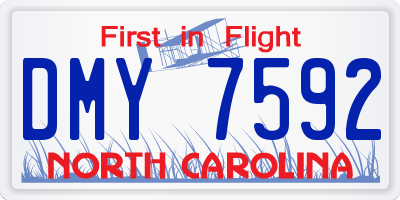 NC license plate DMY7592