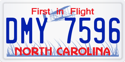 NC license plate DMY7596