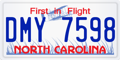 NC license plate DMY7598