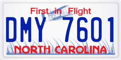 NC license plate DMY7601