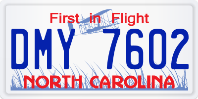 NC license plate DMY7602