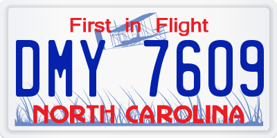 NC license plate DMY7609