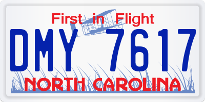 NC license plate DMY7617