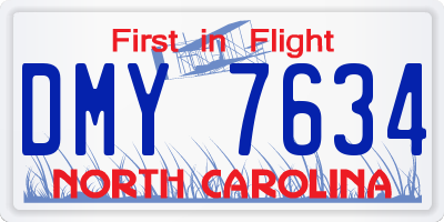 NC license plate DMY7634