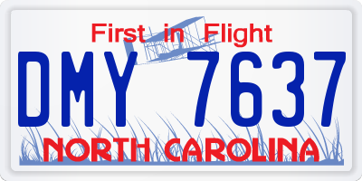 NC license plate DMY7637