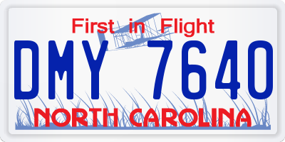 NC license plate DMY7640