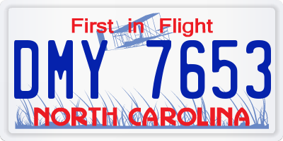 NC license plate DMY7653