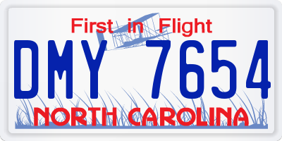NC license plate DMY7654