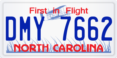 NC license plate DMY7662