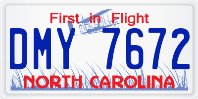 NC license plate DMY7672