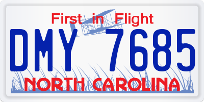 NC license plate DMY7685