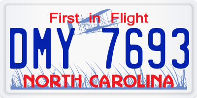 NC license plate DMY7693