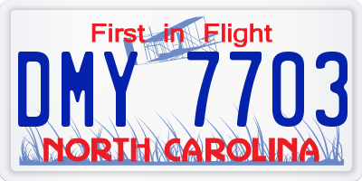 NC license plate DMY7703