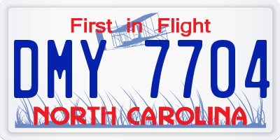NC license plate DMY7704