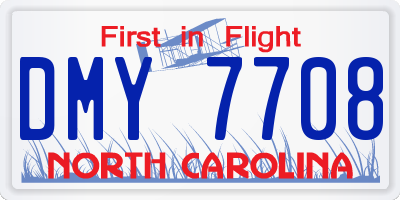 NC license plate DMY7708
