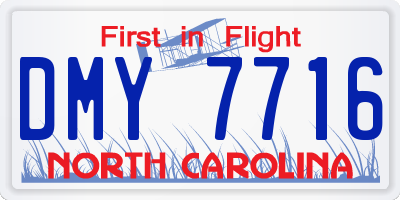 NC license plate DMY7716