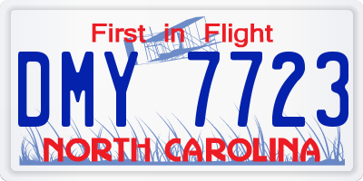 NC license plate DMY7723