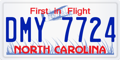 NC license plate DMY7724