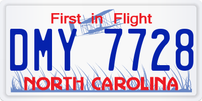 NC license plate DMY7728