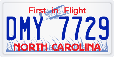 NC license plate DMY7729
