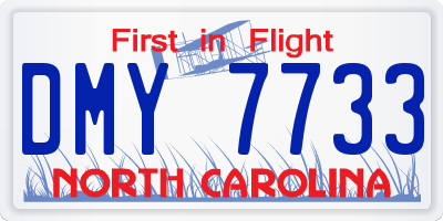 NC license plate DMY7733