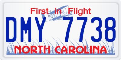 NC license plate DMY7738