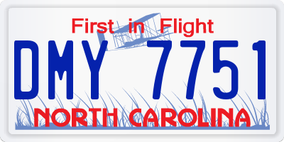 NC license plate DMY7751