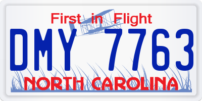 NC license plate DMY7763