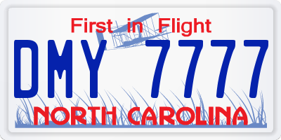 NC license plate DMY7777
