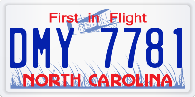 NC license plate DMY7781