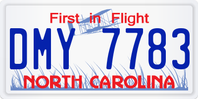 NC license plate DMY7783