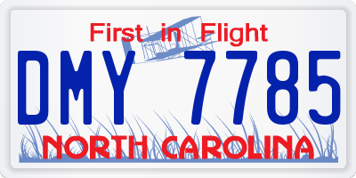 NC license plate DMY7785