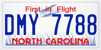 NC license plate DMY7788