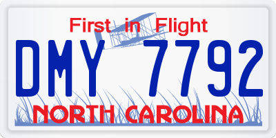 NC license plate DMY7792
