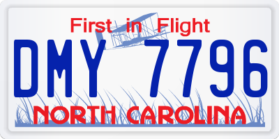 NC license plate DMY7796