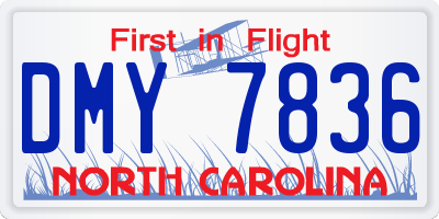 NC license plate DMY7836