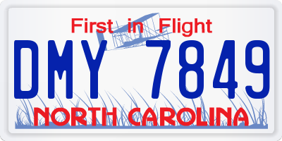 NC license plate DMY7849
