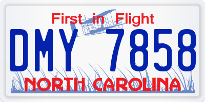 NC license plate DMY7858