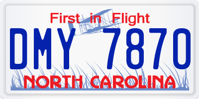 NC license plate DMY7870