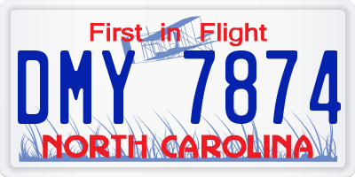 NC license plate DMY7874