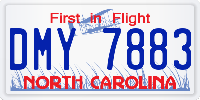 NC license plate DMY7883