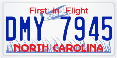 NC license plate DMY7945