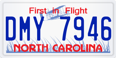 NC license plate DMY7946