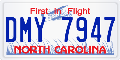 NC license plate DMY7947