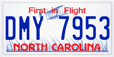 NC license plate DMY7953