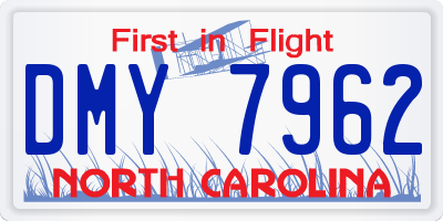 NC license plate DMY7962