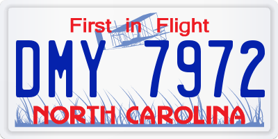 NC license plate DMY7972