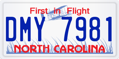 NC license plate DMY7981