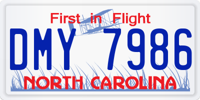 NC license plate DMY7986