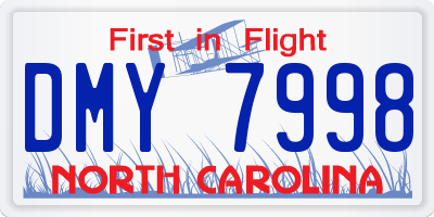 NC license plate DMY7998